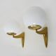 Pair of designer wall sconces in brass and opaline 1980s