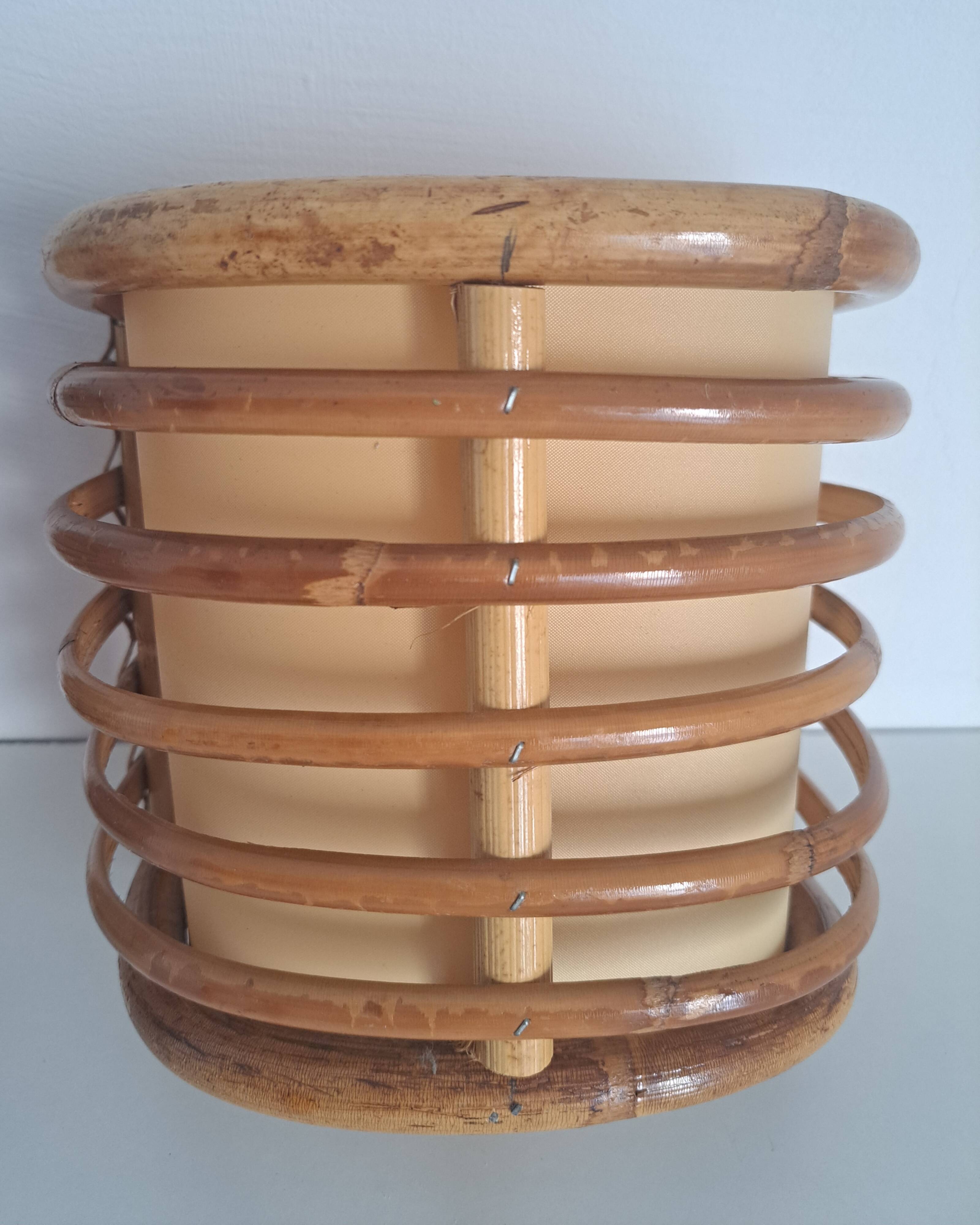 Pair of vintage bamboo sconces