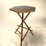 Vintage Italian Armchairs and Coffee Table in Bamboo and Brass by Paolo Traversi, 1970s, Set of 3