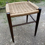 Tabouret bois et corde vintage