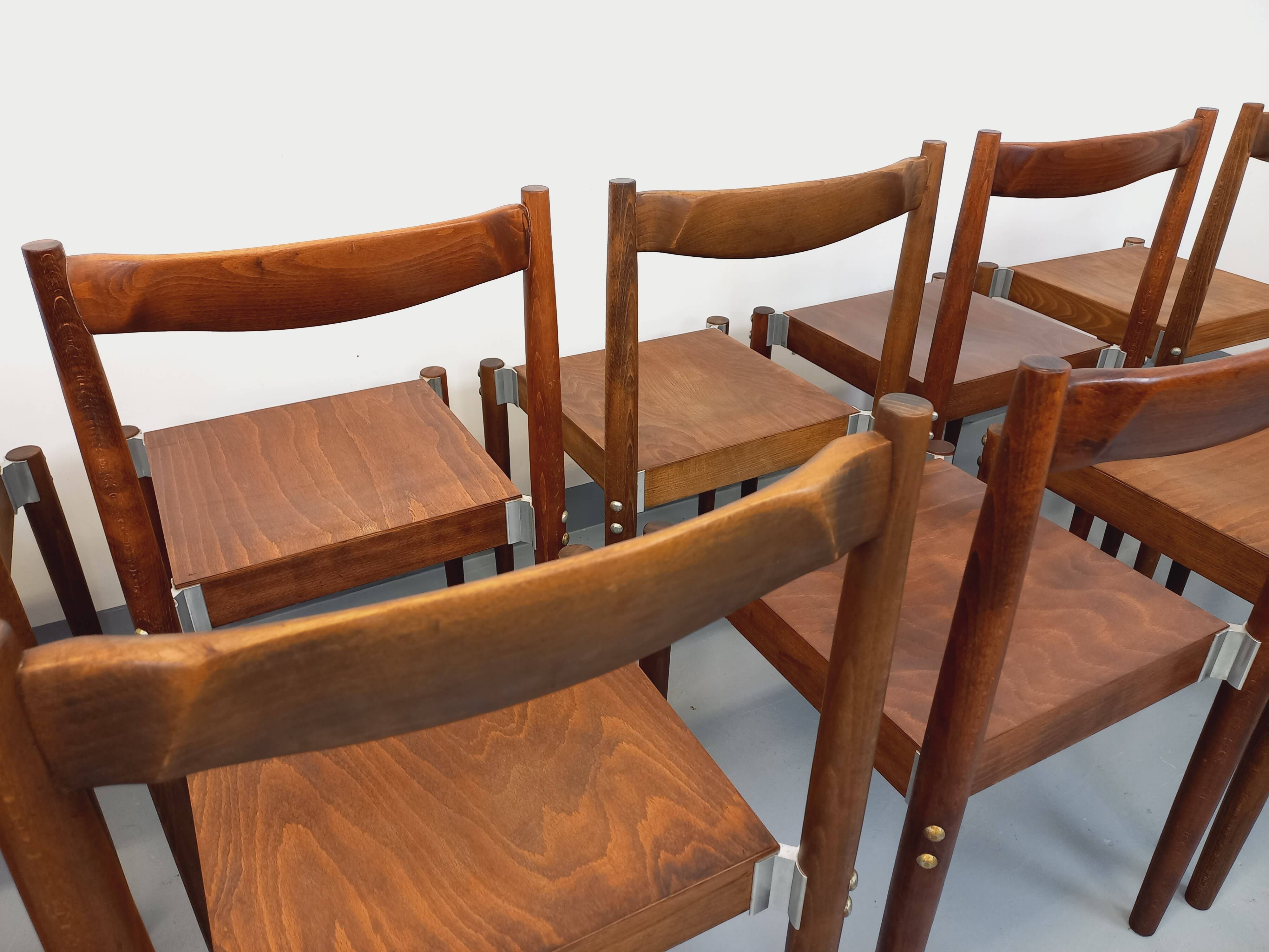 Set of 8 stackable chairs from the Czech manufacturer Bukoza