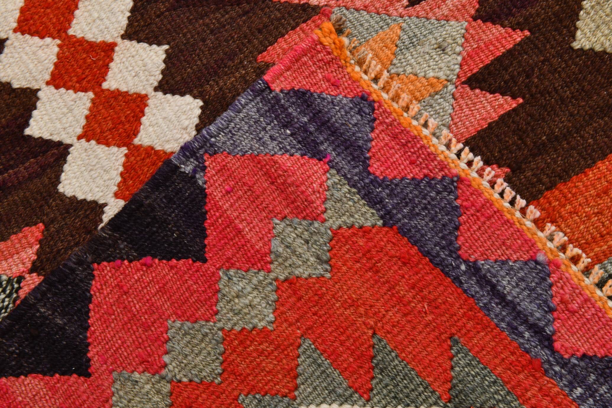 3x11 Orange Tribal Kilim Runner Rug 93x330Cm