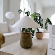 Mid-century ceramic table lamp in earth tones by Gunnar Nylund, Rörstrand, Sweden.