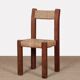 Rush seat chair in solid wood, French craftsmanship, 1950.