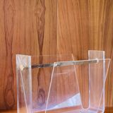 Plexiglas & brass magazine rack by David Lange, 1970s
