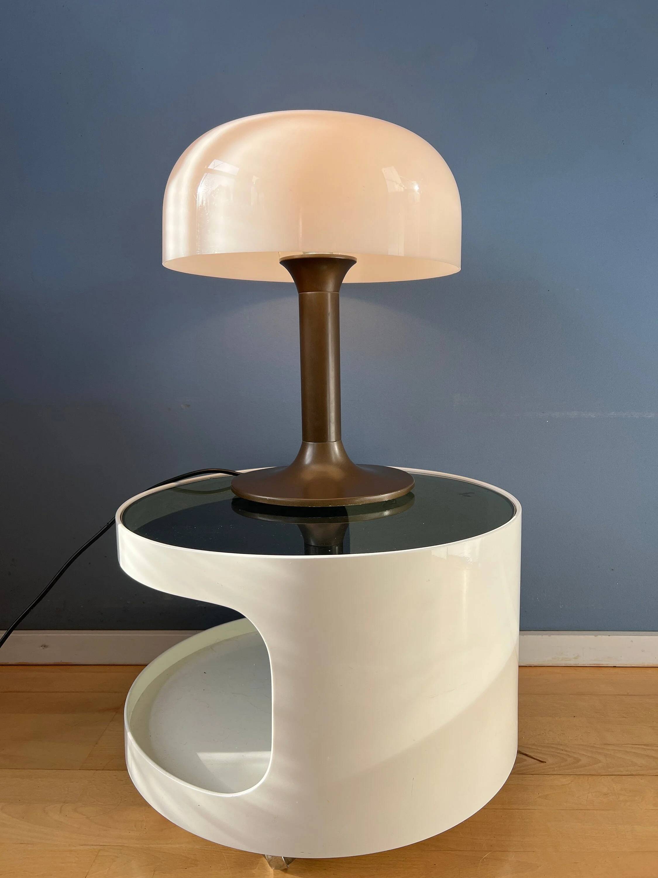 Brown and white Space Age Mid-Century mushroom table lamp