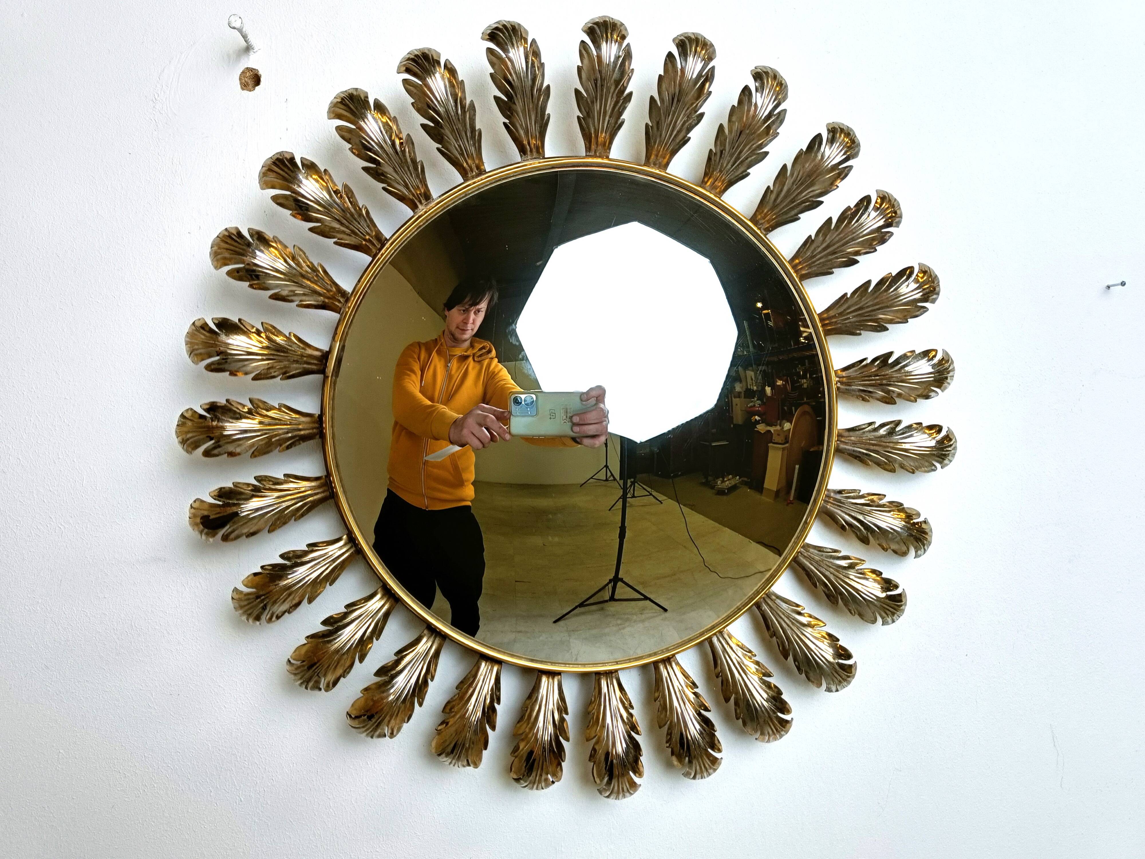 Vintage brass sunburst mirror 1960s