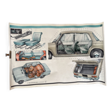 Fiat 124 Lada USSR Technical Drawing Poster