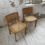 Pair of Baumann chairs beech and cannage