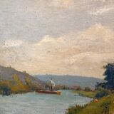 Old Oil Painting Georges LE MEILLEUR House on the Marne Impressionism