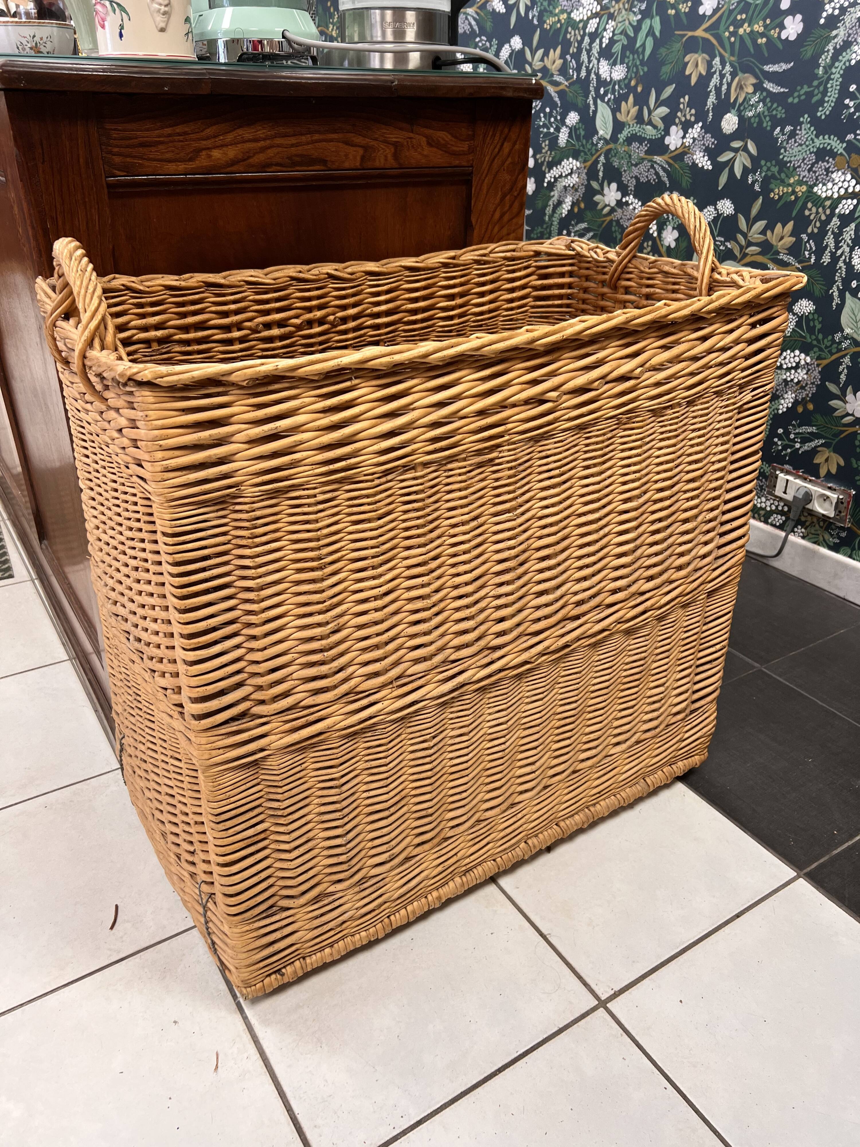 Large old wicker basket - for wood / logs