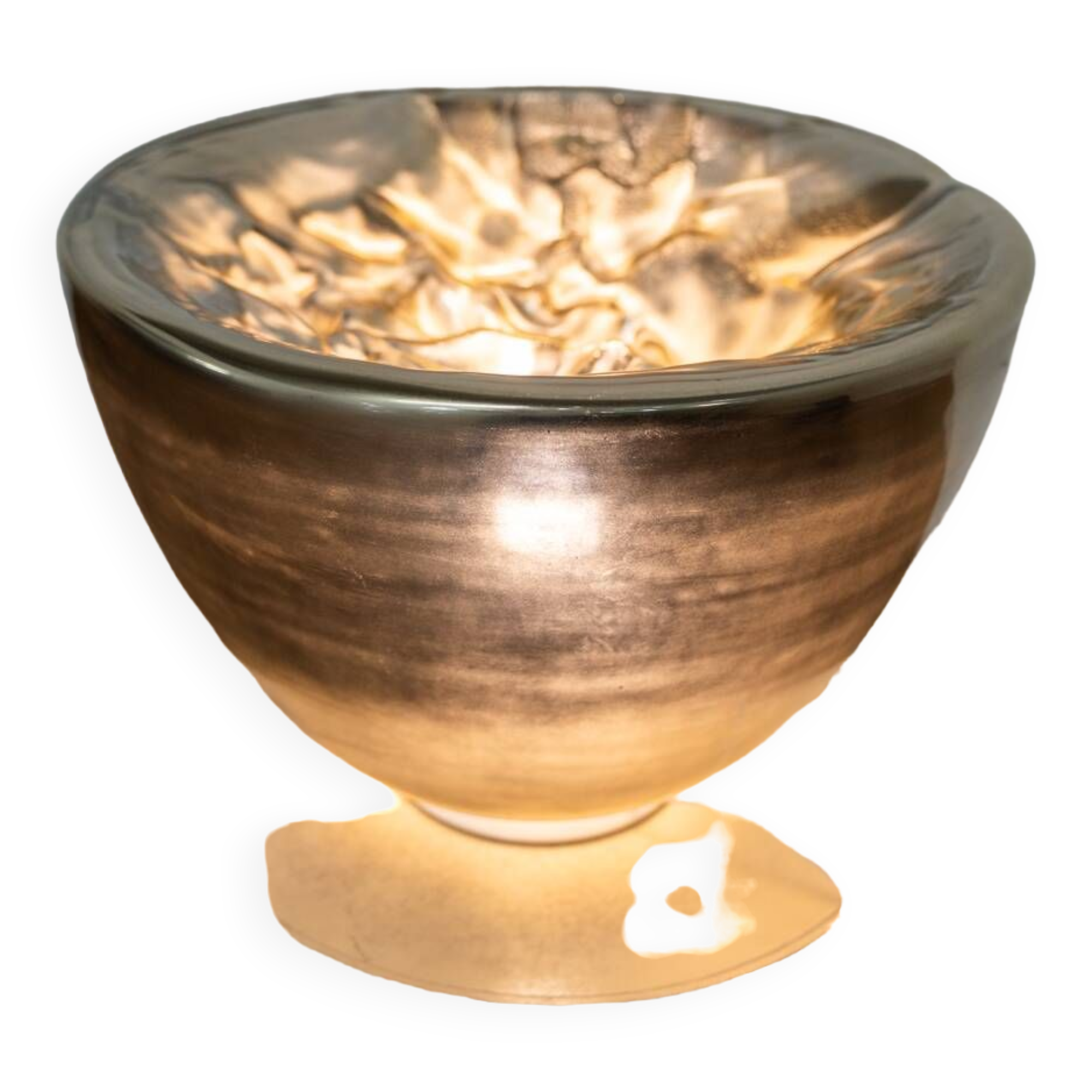 Table lamp or floor lamp in Murano glass, translucent, silver, by Carlo Nason, for Mazzega,