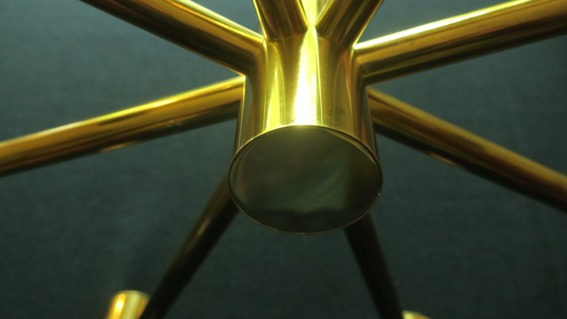 Mid-century 8-arm brass & glass chandelier