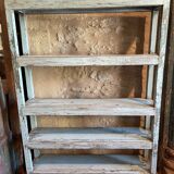 Blue lacquered teak shelves