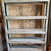 Blue lacquered teak shelves