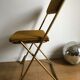 Vintage folding chair lafuma chantazur with striped gold fabric