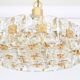 Golden brass and crystal chandelier, Sciolari design by Palwa, Germany, 1970s.