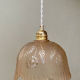 Vintage pink frosted glass lampshade pendant light