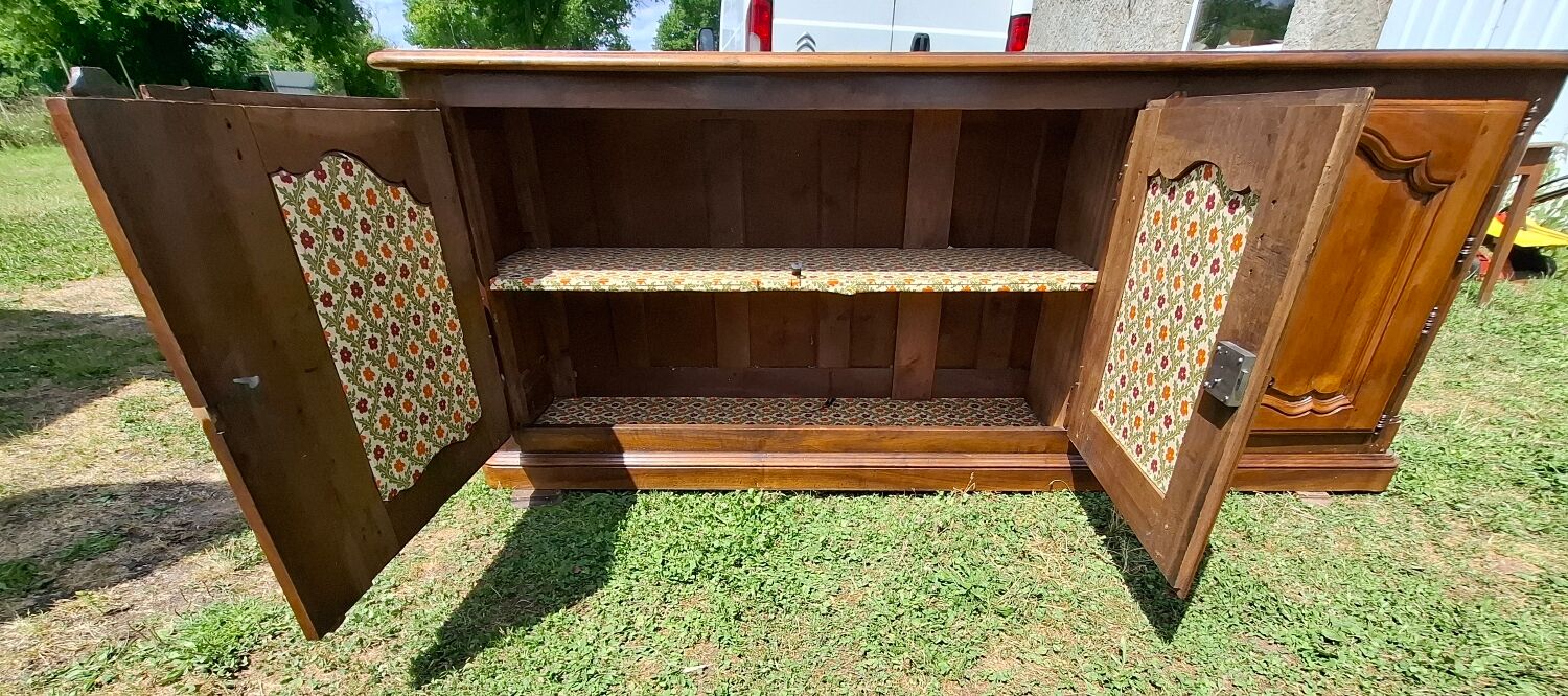 Louis XV 3-door walnut sideboard on plinths