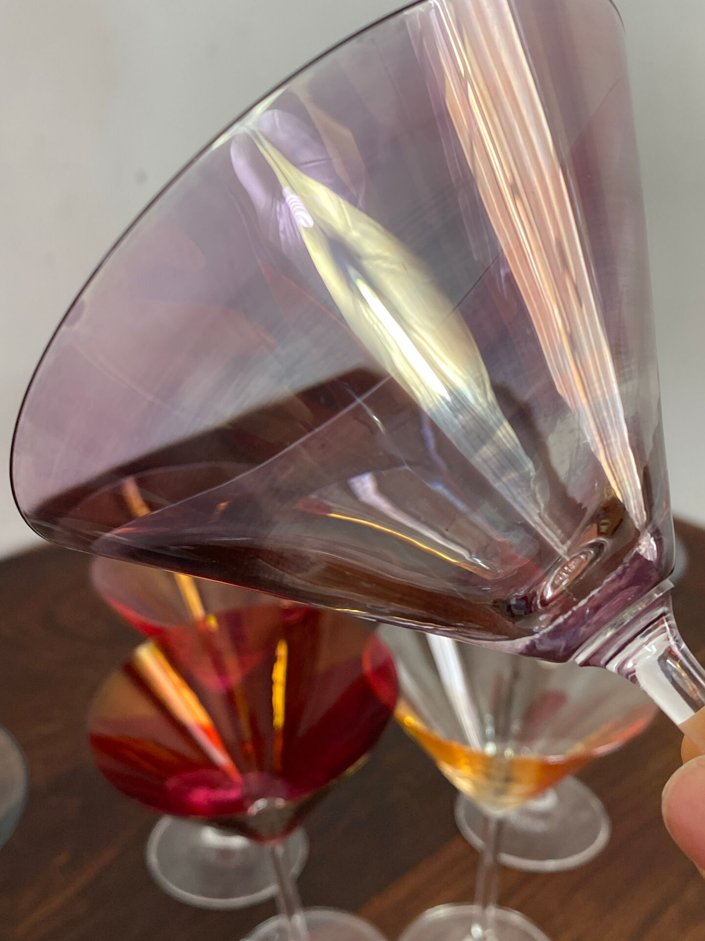 Cocktail glasses in glass