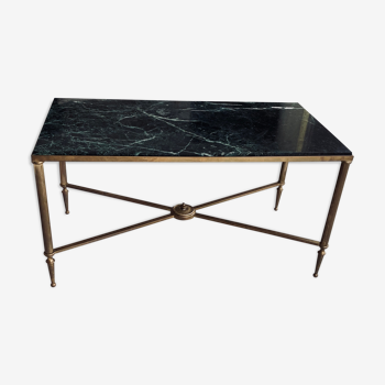 Green marble and brass coffee table