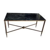 Green marble and brass coffee table