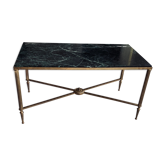 Green marble and brass coffee table