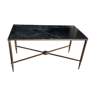 Green marble and brass coffee table