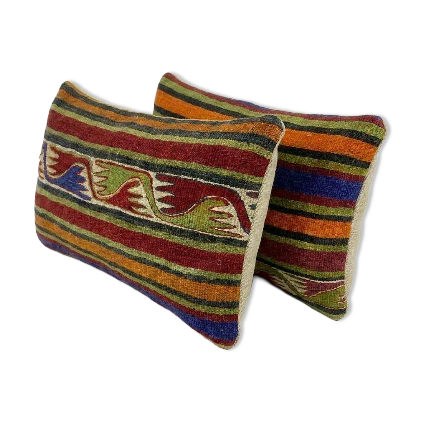 Set of 2 vintage kilim cushion covers 28x58 cm