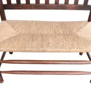 Antique Dutch wooden bench with woven seat