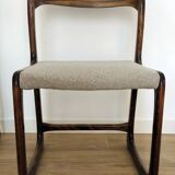Set of 4 vintage Baumann "Sled" chairs in bent wood.