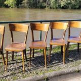 Series of 6 vintage old restaurant bistro chairs - 1950s