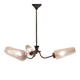 Brass three-light chandelier with glass tulips - 1950s/60s