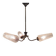 Brass three-light chandelier with glass tulips - 1950s/60s