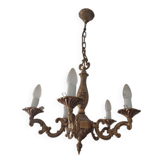 French vintage chandelier heavy quality bronze 5 light empire style - vintage french lighting. empire chandelier in bronze. 5 light chandeliers.