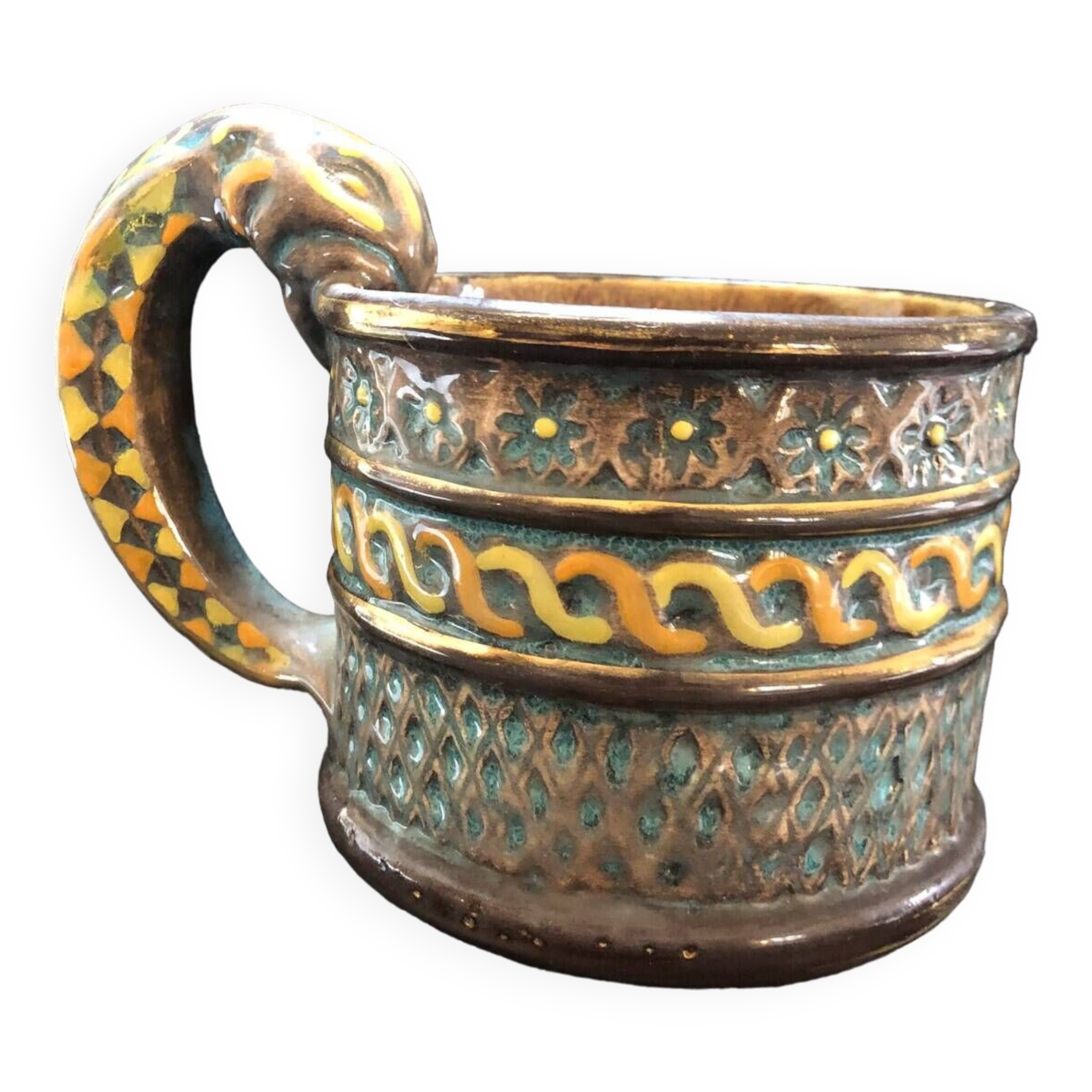 Roy Gralon pitcher by René Quillivic (1879-1969) Henriot Quimper earthenware work from the 60s