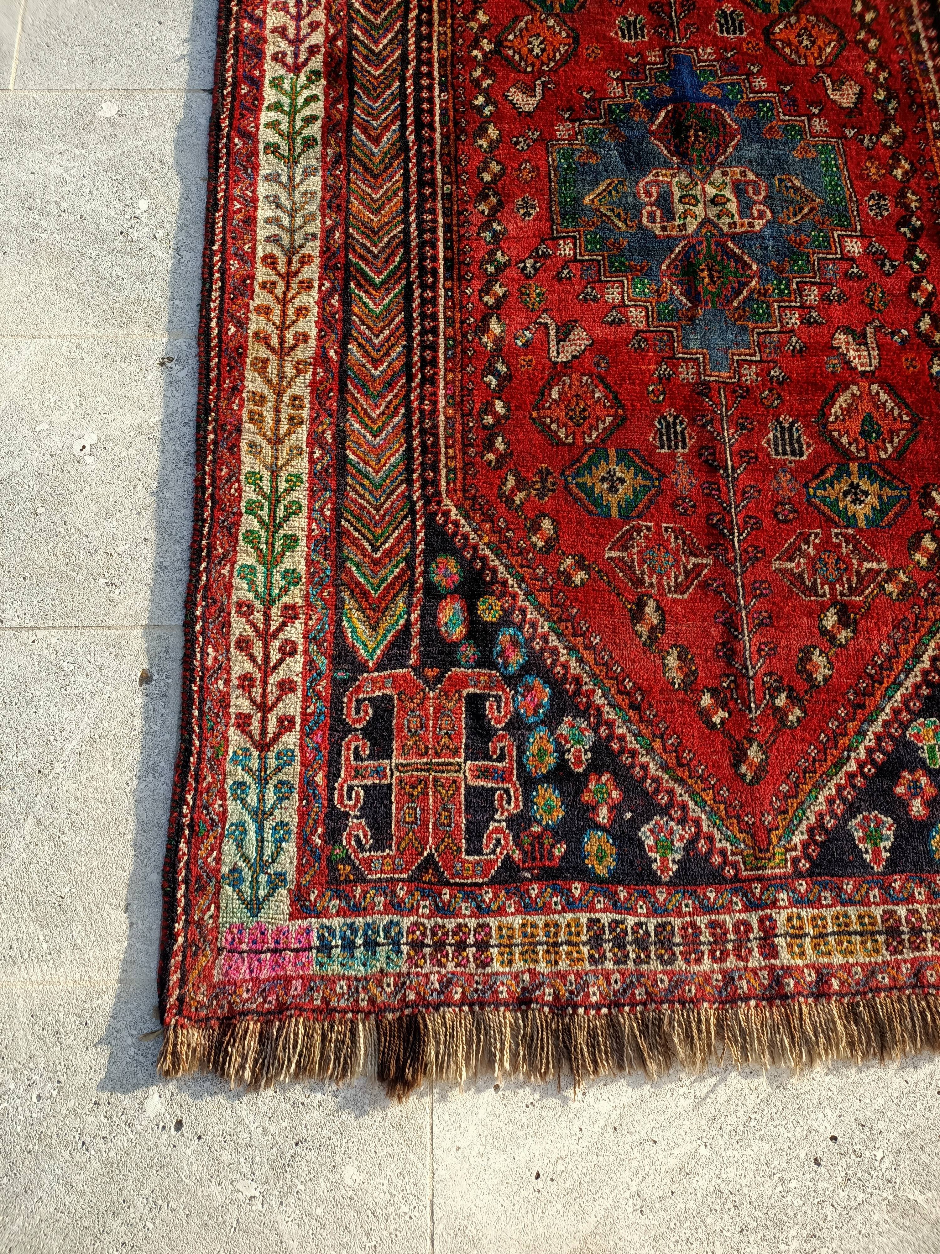 Tapis ancien Iran Shiraz 205x140 fait main