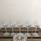 5 wine glasses with frosted glass stem