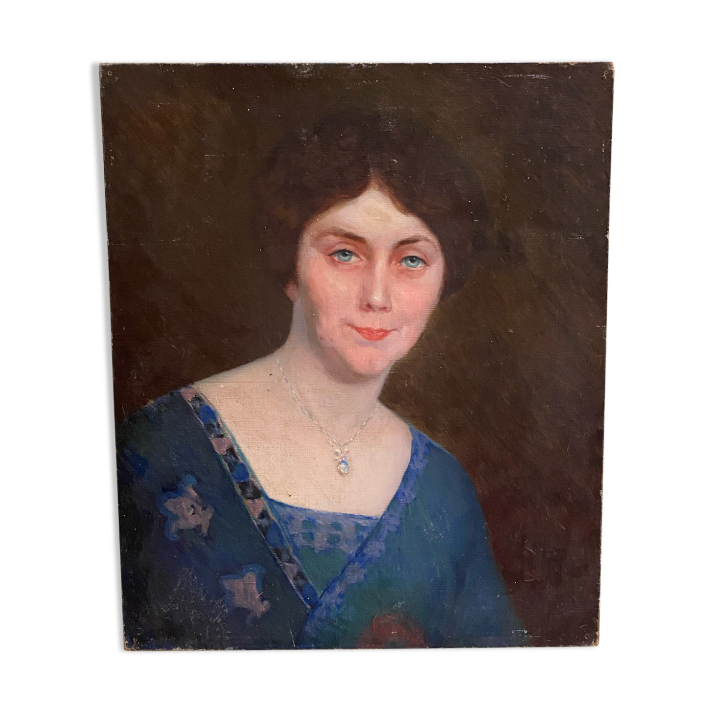 Oil on canvas XIX woman