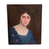 Oil on canvas XIX woman