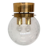 XXL Art Glass and Brass Ceiling Light, flushmount by Kamenicky Senov - 10pcs