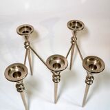 Vintage chandelier with 5 articulated arms in silver chromed steel, French design 70s.