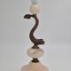 Sculptural table lamp in alabaster with fish/dolphin decoration, Swedish Grace