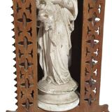 Carved wooden altar chapel shape with virgin al child h 58 cm religion