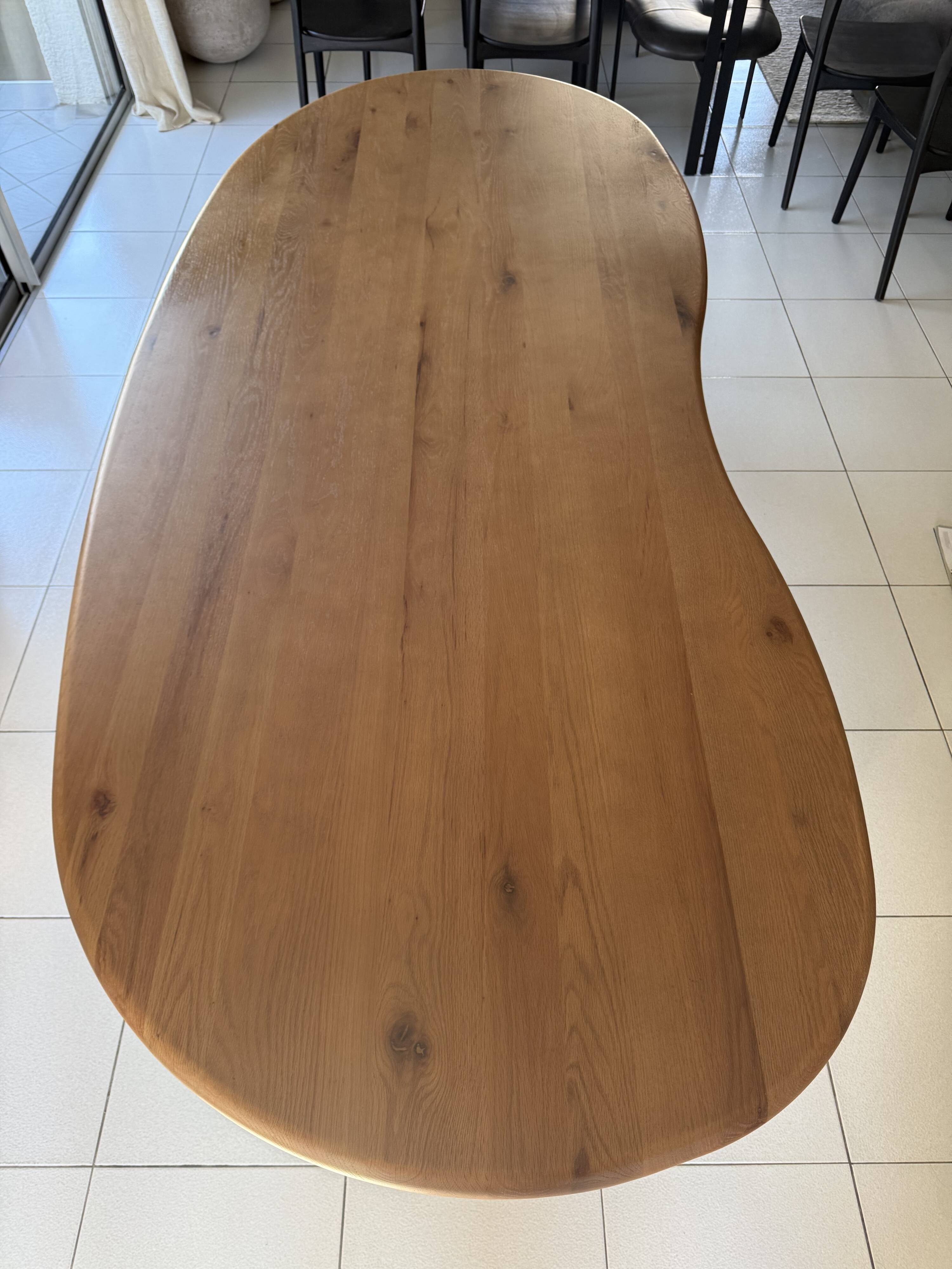 Wood table in organic shape 250×110
