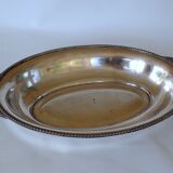 Oval silver-plated metal serving dish/basket/basket