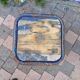 Square stool industrial workshop metal and wood tube