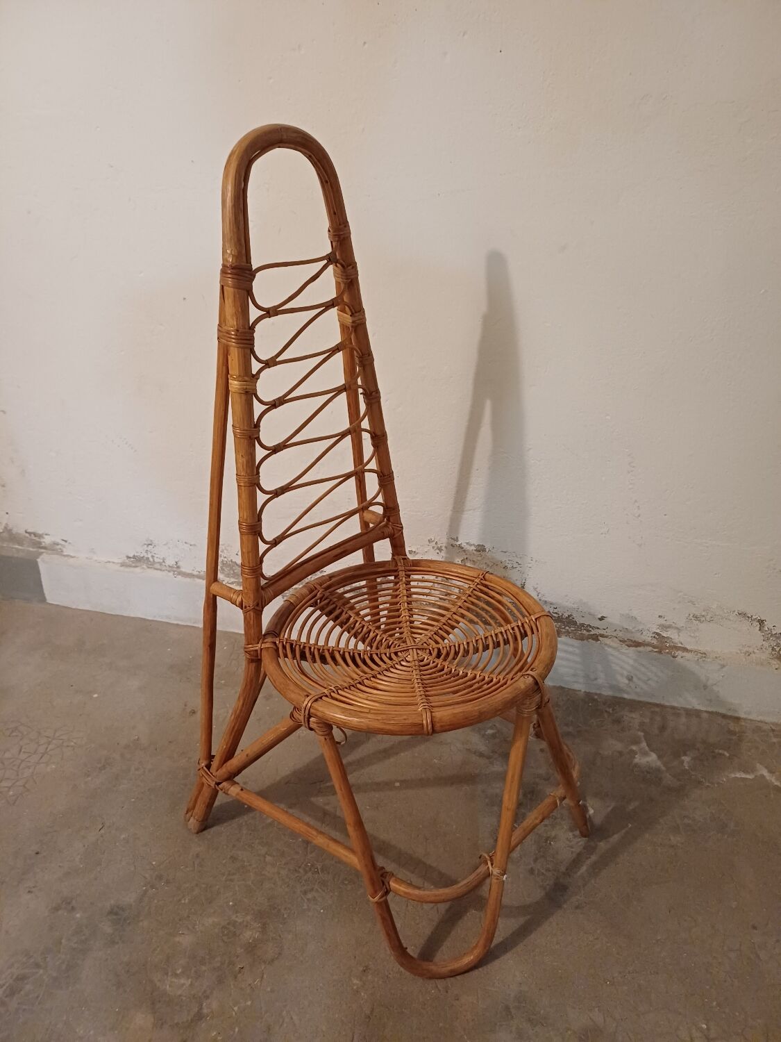 Rattan high chair, bamboo