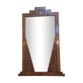 Miroir art deco en noyer sculpté