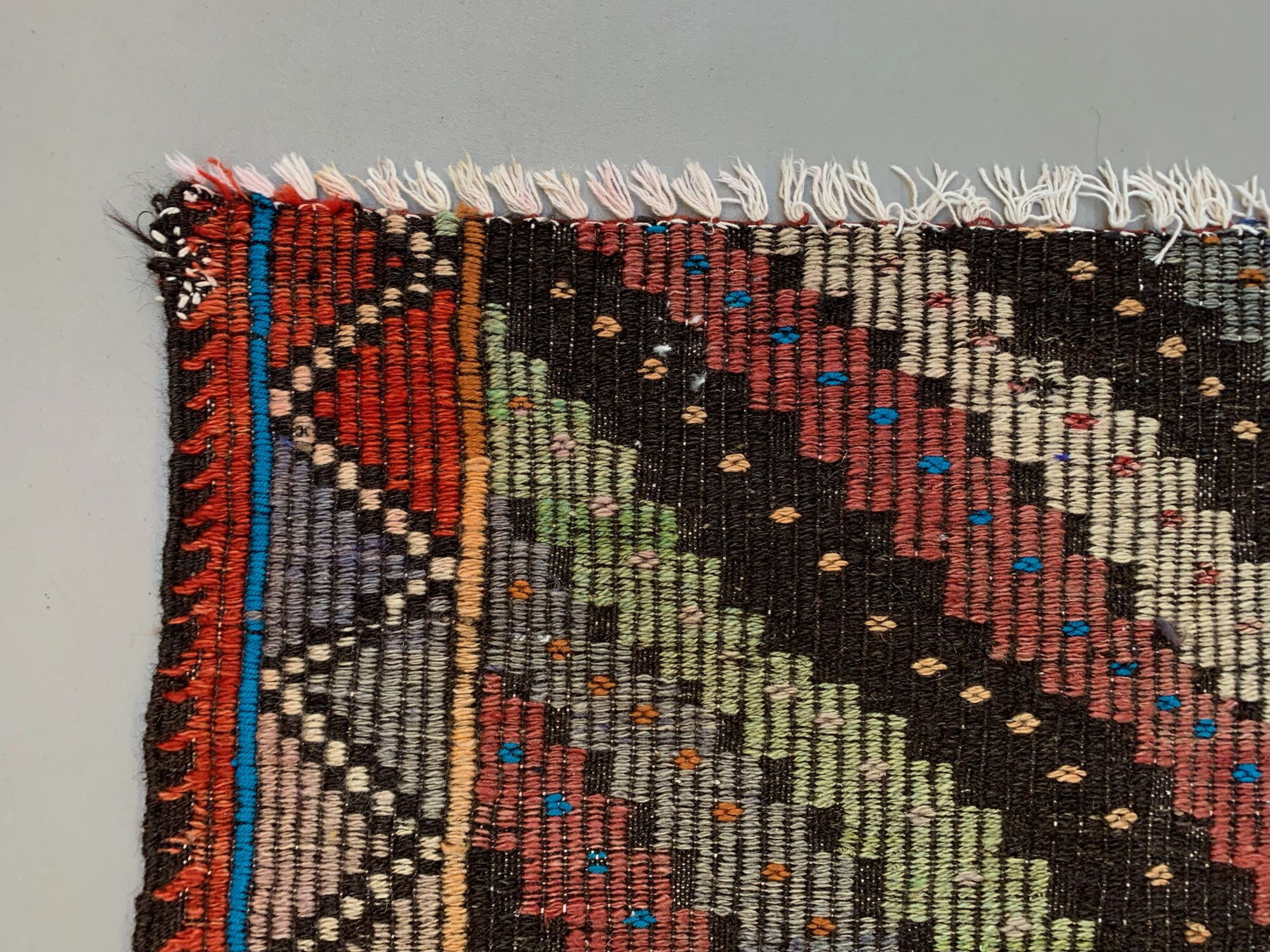 Large Vintage Turkish Kilim Rug 280x215 cm Wool Jajim Kelim